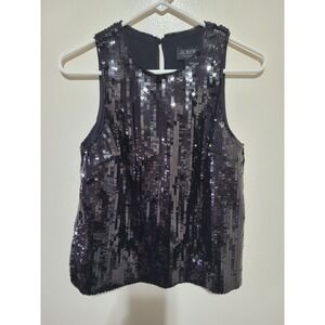 NWT J.Crew Collection Sequin Tank Top Women XS Black Glam Party Sleeveless